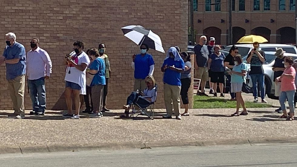 Residents lined up to vote Tuesday in Temple.