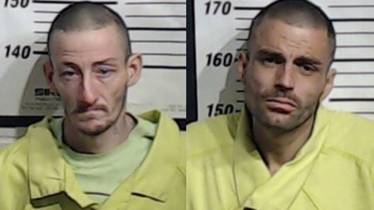Michael David Raue, Jr., 35, (left) and Thomas Dewayne Raue, 32, remained in custody Monday charged with possession of a controlled substance. (Jail photos)