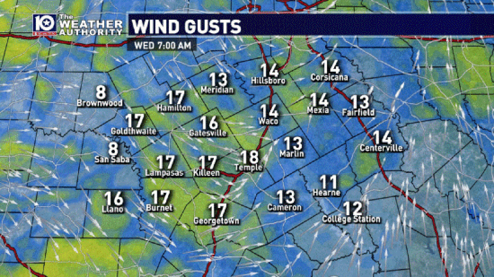 Wednesday's south winds in the morning will quickly turn westerly after a cold front swings...