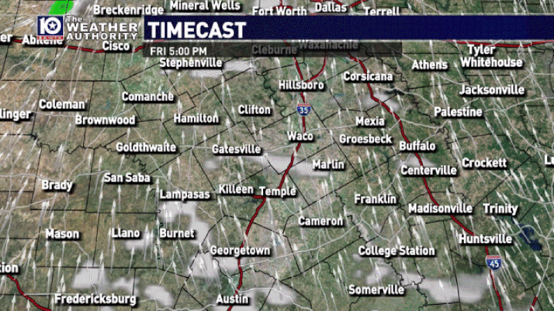 A timeline for the storm potential for Friday and Saturday in Central Texas