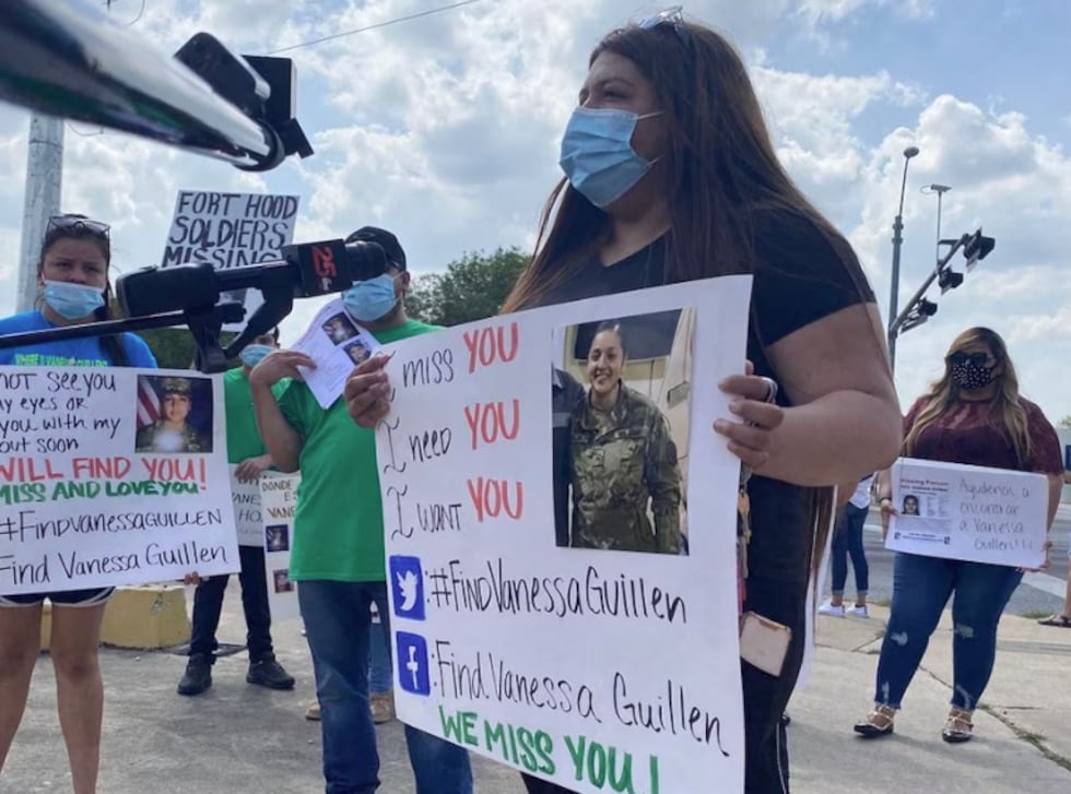 Family and friends of Vanessa Guillen hold a peaceful protest.