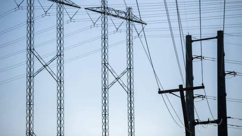 Electrical power lines in Del Valle. Power demand is expected to break an all-time record...