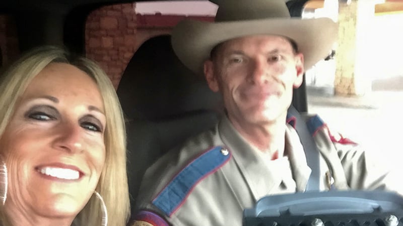 Karen Matthews with Texas DPS Sgt. Gary Durham. (Courtesy photo)