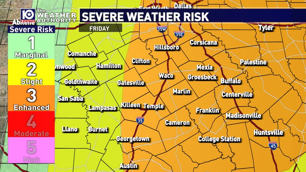 Most of Central Texas is under an enhanced risk of severe storms. All types of severe weather,...