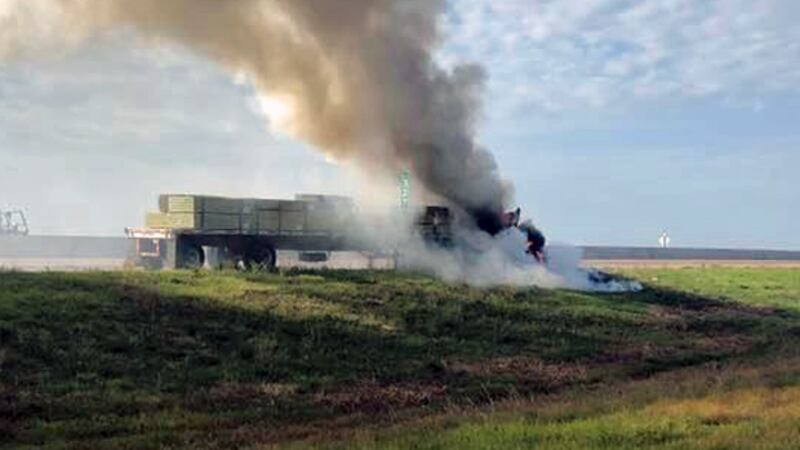 Traffic backed up for several miles because of the 18-wheeler fire. (Hewitt Police Dept. photo)