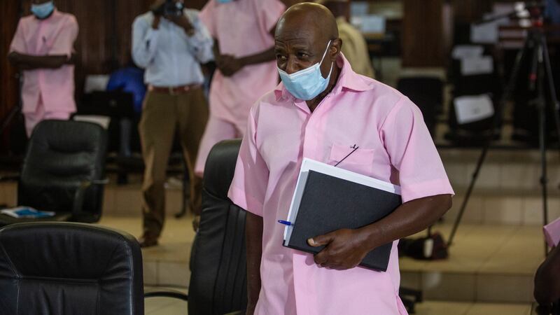 FILE - In this Friday, Feb. 26, 2021 file photo, Paul Rusesabagina, who inspired the film...