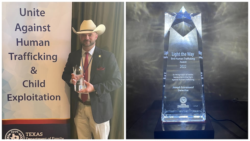 Joe Scaramucci with the McLennan County Sheriff's Office was presented with the 'Light the Way...