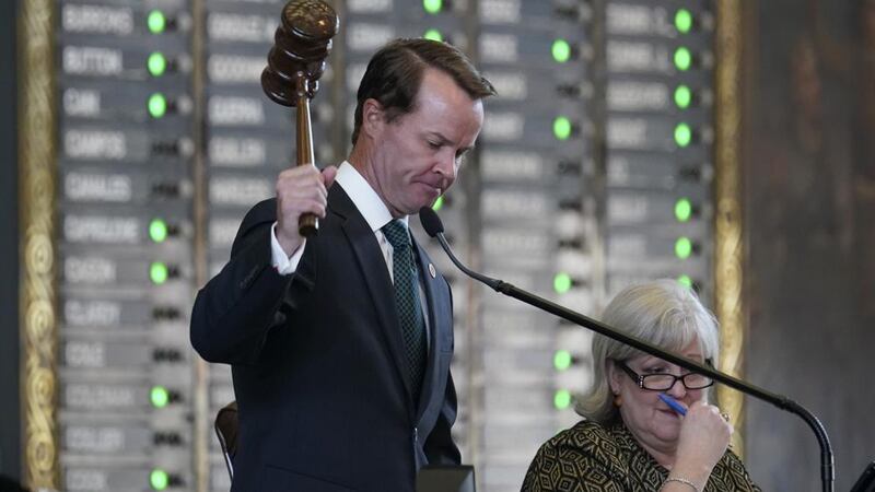 Speaker of the House Dade Phelan, R-Orange, presides as they House prepares to debate voting...