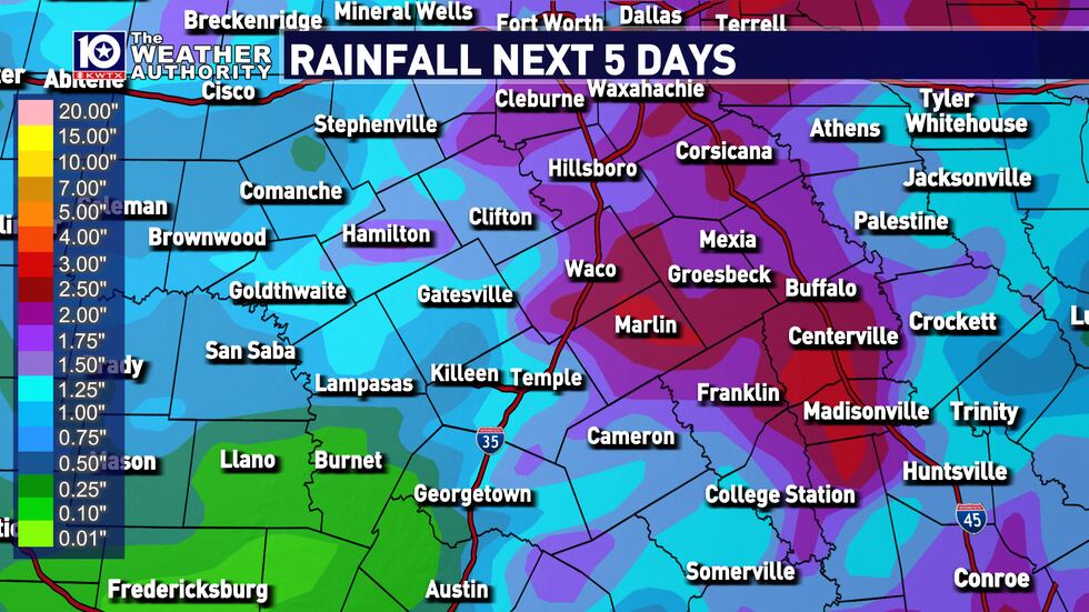 rainfall forecast next 5 days