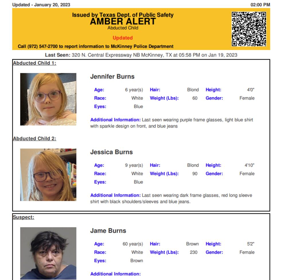 Amber Alert issued in McKinney, Texas