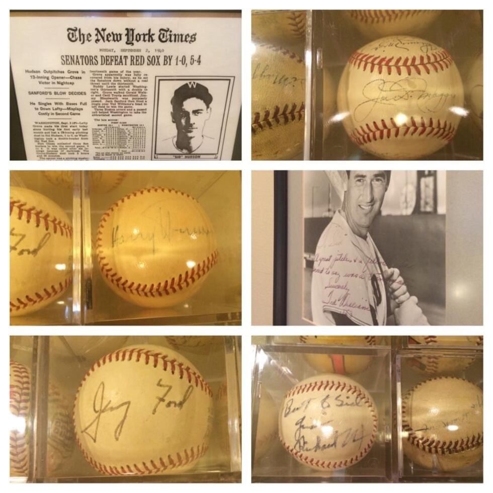 Sid's signed baseballs by US presidents who watched him play.