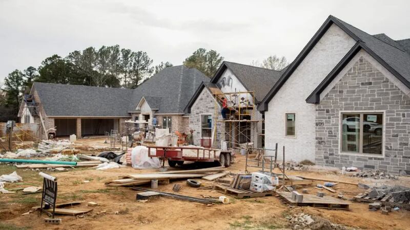 New home construction in north Longview's Hidden Hills subdivision on Dec. 17, 2021. Rising...