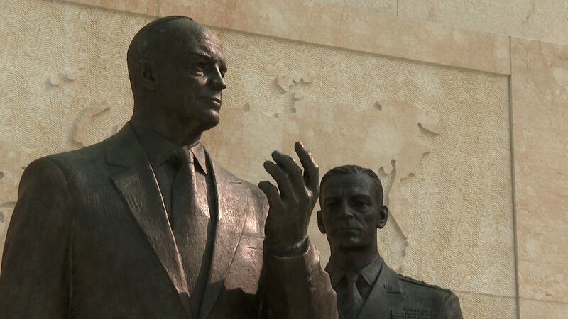 One of the statues that honors our 34th president at the Dwight D. Eisenhower Memorial on the...
