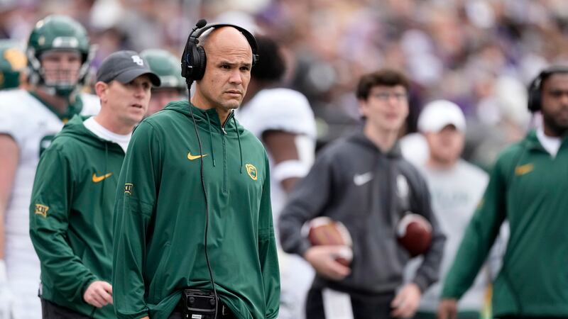 Baylor head coach Dave Aranda watches during the first half of an NCAA college football game...