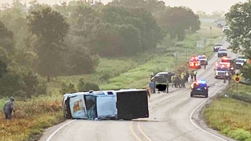 All three vehicles involved in the crash were heavily damaged.