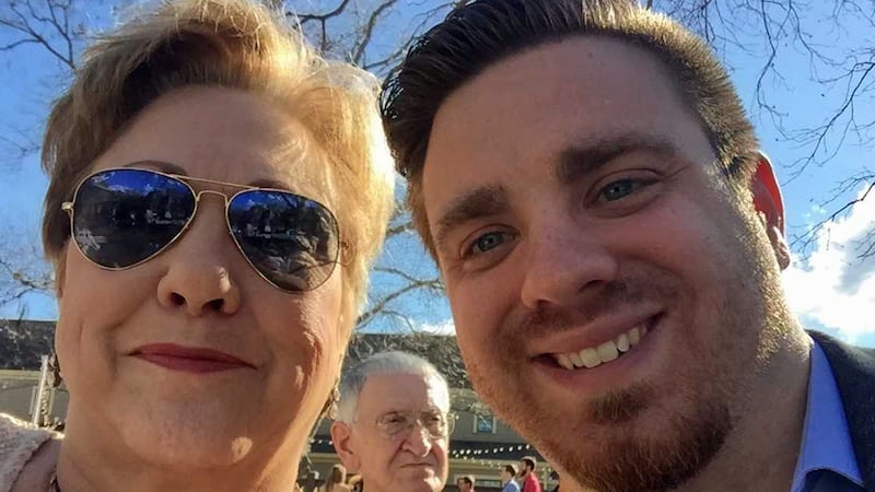 Michael Swearingin (right) with his mother, Deborah Daniel Harrison. (Family photo)