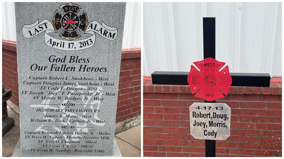 A memorial the fallen heroes of West, Texas.