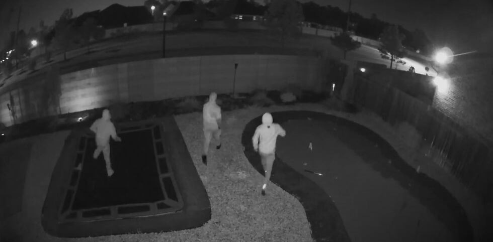 Four men were seen on video attempting to enter the home from the backyard.