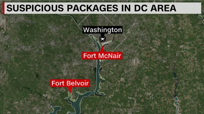 The FBI has taken custody of multiple suspicious packages sent to military locations in the...