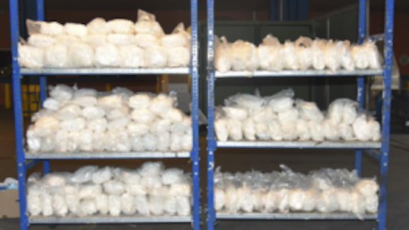 Packages containing 869 pounds of methamphetamine seized by CBP officers at World Trade Bridge.