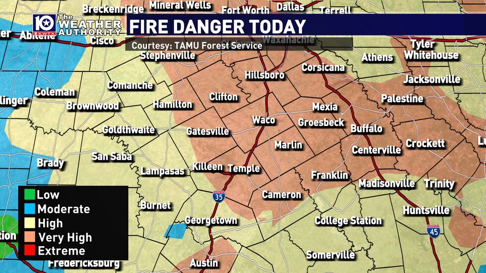 Most of Central Texas is under at least a HIGH risk of fire danger with most locations seeing...